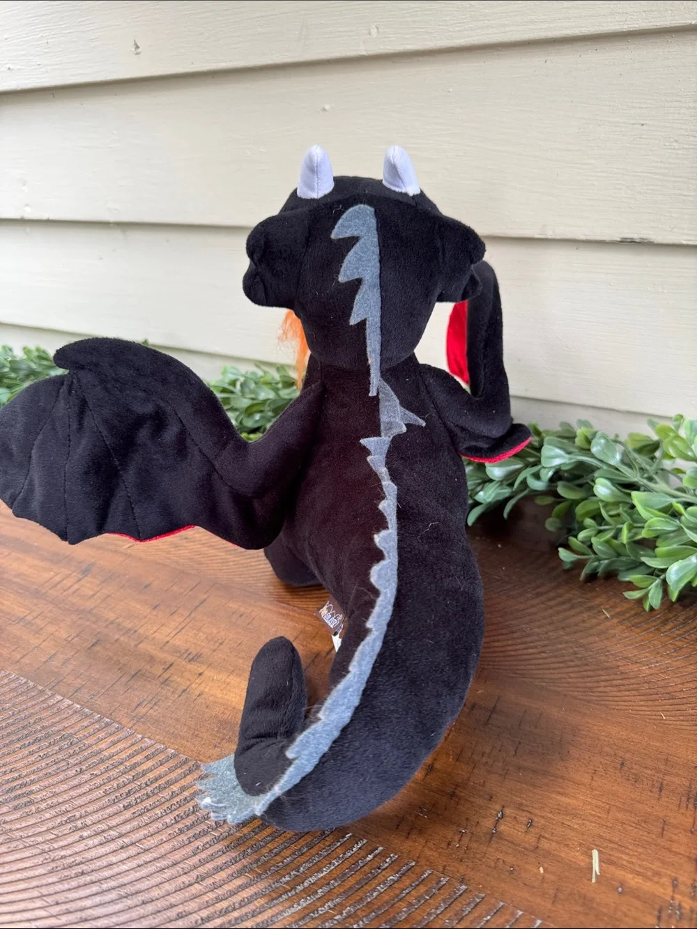 Play Dog ToyBlack & Red Dragon Plush with Orange Mane -